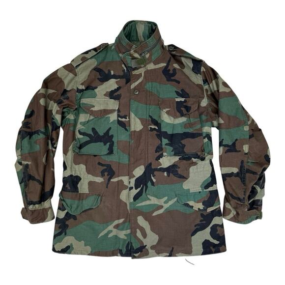 Vintage 1991 Dated Coat Cold Weather Field Woodland Camouflage Pattern Size M - Picture 1 of 8